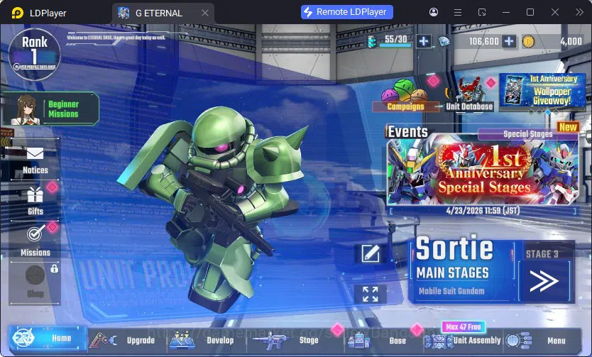 SD Gundam G Generation ETERNAL Accounts Global Rank 1 | FreshStory | 100+K Diamond, Selector Banner On, 8Gundam SSR+ 2Supp 3