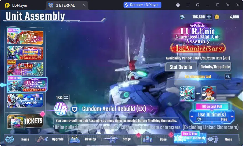 SD Gundam G Generation ETERNAL Accounts Global Rank 1 | FreshStory | 100+K Diamond, Selector Banner On, 8Gundam SSR+ 2Supp 6