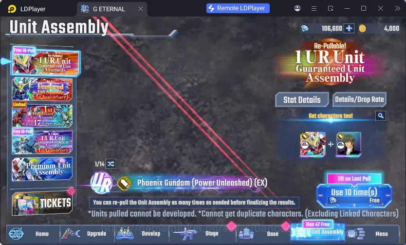 SD Gundam G Generation ETERNAL Accounts Global Rank 1 | FreshStory | 100+K Diamond, Selector Banner On, 8Gundam SSR+ 2Supp 8
