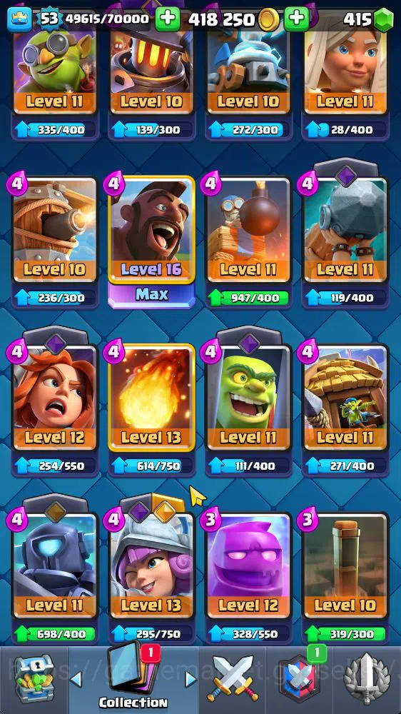 Clash Royale Accounts Midgame Lvl 53|Trophy 10530|KTL 14|Limited Skin|Card 120|1 Hero 10 EVO 7 Champ 21 Legendary 33 Epic 30 10