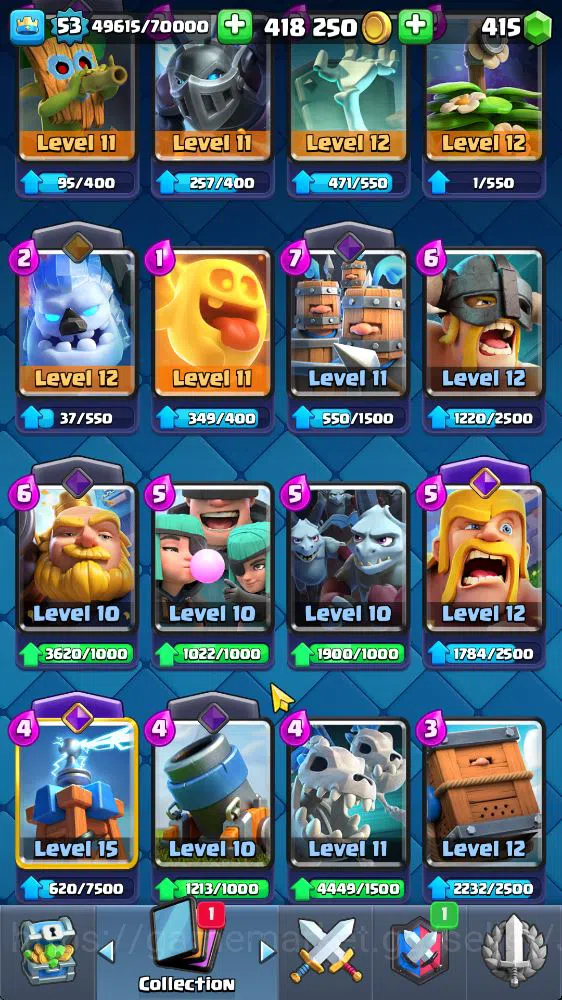 Clash Royale Accounts Midgame Lvl 53|Trophy 10530|KTL 14|Limited Skin|Card 120|1 Hero 10 EVO 7 Champ 21 Legendary 33 Epic 30 11