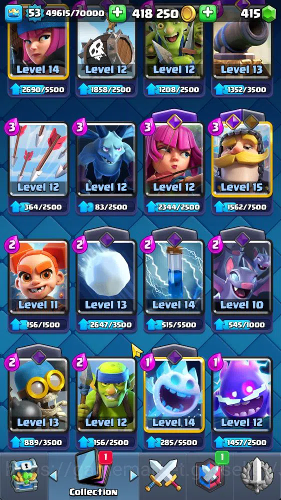 Clash Royale Accounts Midgame Lvl 53|Trophy 10530|KTL 14|Limited Skin|Card 120|1 Hero 10 EVO 7 Champ 21 Legendary 33 Epic 30 12