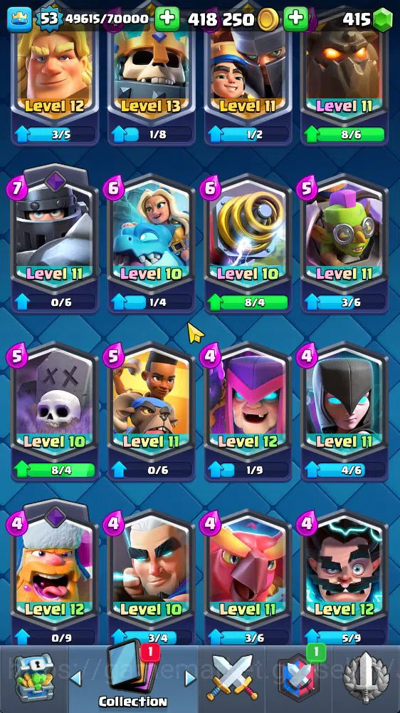 Clash Royale Accounts Midgame Lvl 53|Trophy 10530|KTL 14|Limited Skin|Card 120|1 Hero 10 EVO 7 Champ 21 Legendary 33 Epic 30 6