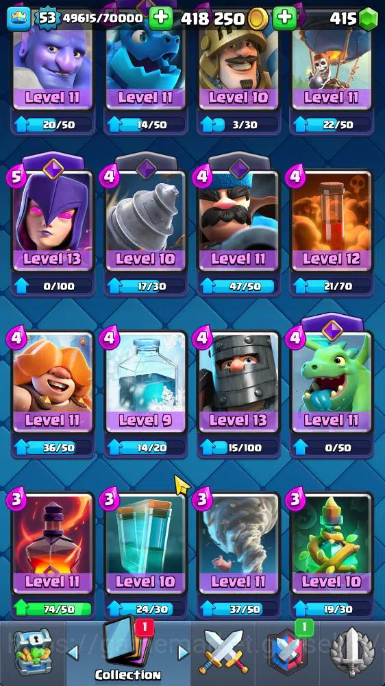 Clash Royale Accounts Midgame Lvl 53|Trophy 10530|KTL 14|Limited Skin|Card 120|1 Hero 10 EVO 7 Champ 21 Legendary 33 Epic 30 8