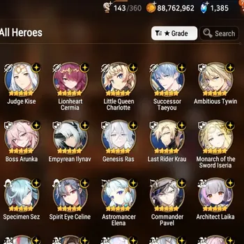 Epic Seven Accounts High-End Asia Verif|15K GI+86 Hero Jurnal|50 ML(Rhianna,Salome,Sheperd)+Speed 300