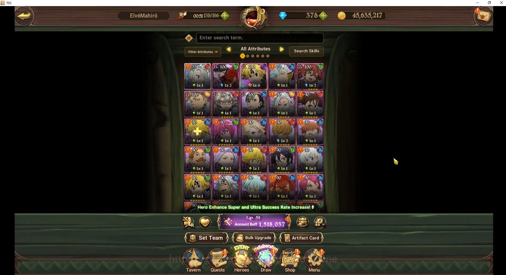 The Seven Deadly Sins: Grand Cross Accounts Endgame Golbal|1,518,037 Power | 378 Diamonds | many LR| full Collab and rezero 4
