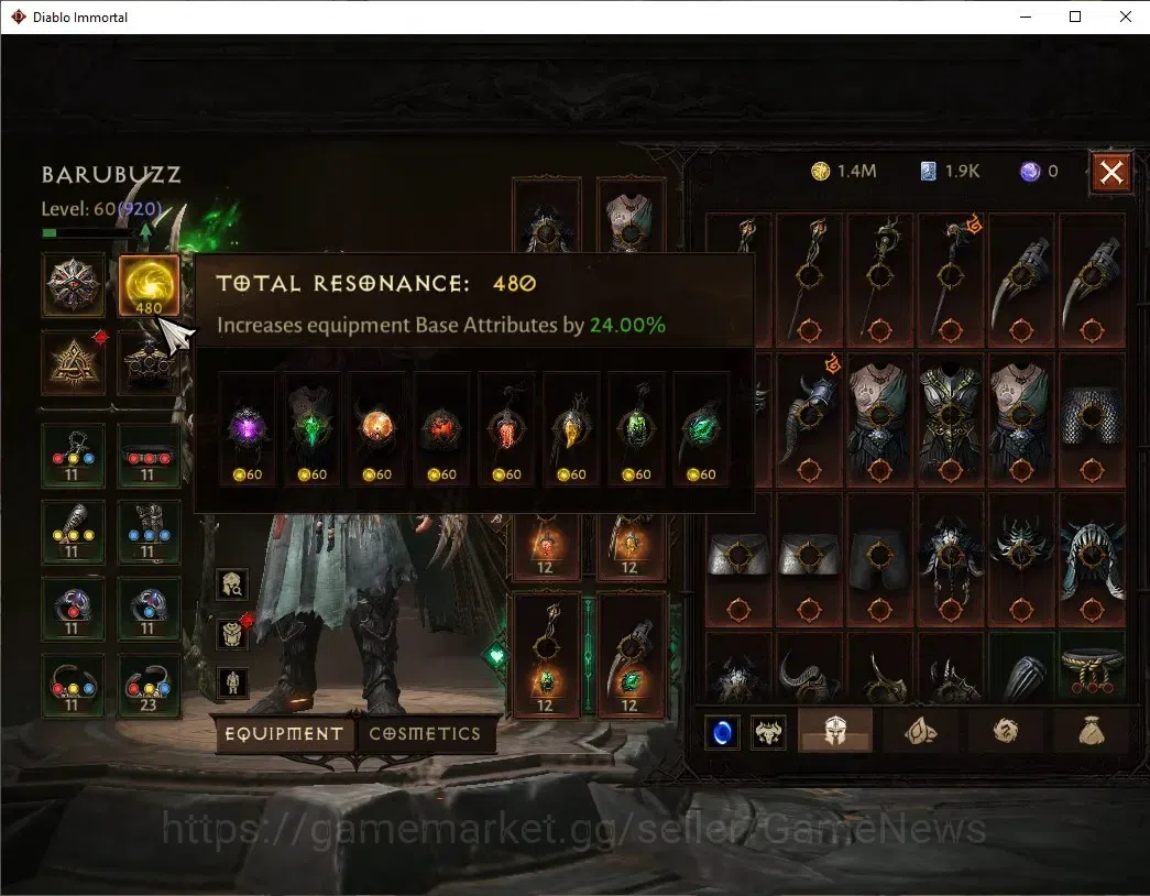 Diablo Immortal Accounts NA - High Heavens|CS ON|Lv60(920)|Druid|45K CR|Res image 4