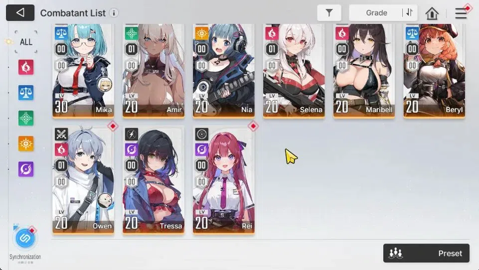 Chaos Zero Nightmare Accounts GLOBAL Lv 30|6 SSR[Nine+Sign,Heidemarie,Rita,Chizuru,Veronica,Mei Lin]+9 4