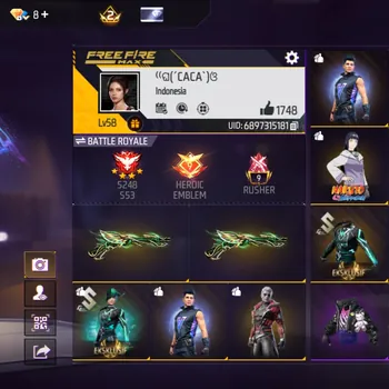 Free Fire Accounts M1887 MATA ELANG - SENJATA 164 - VAULT RAME - SKIN SG LANGKA - BUNDLE FULL KECE - SPEK IDAMAN SULTAN