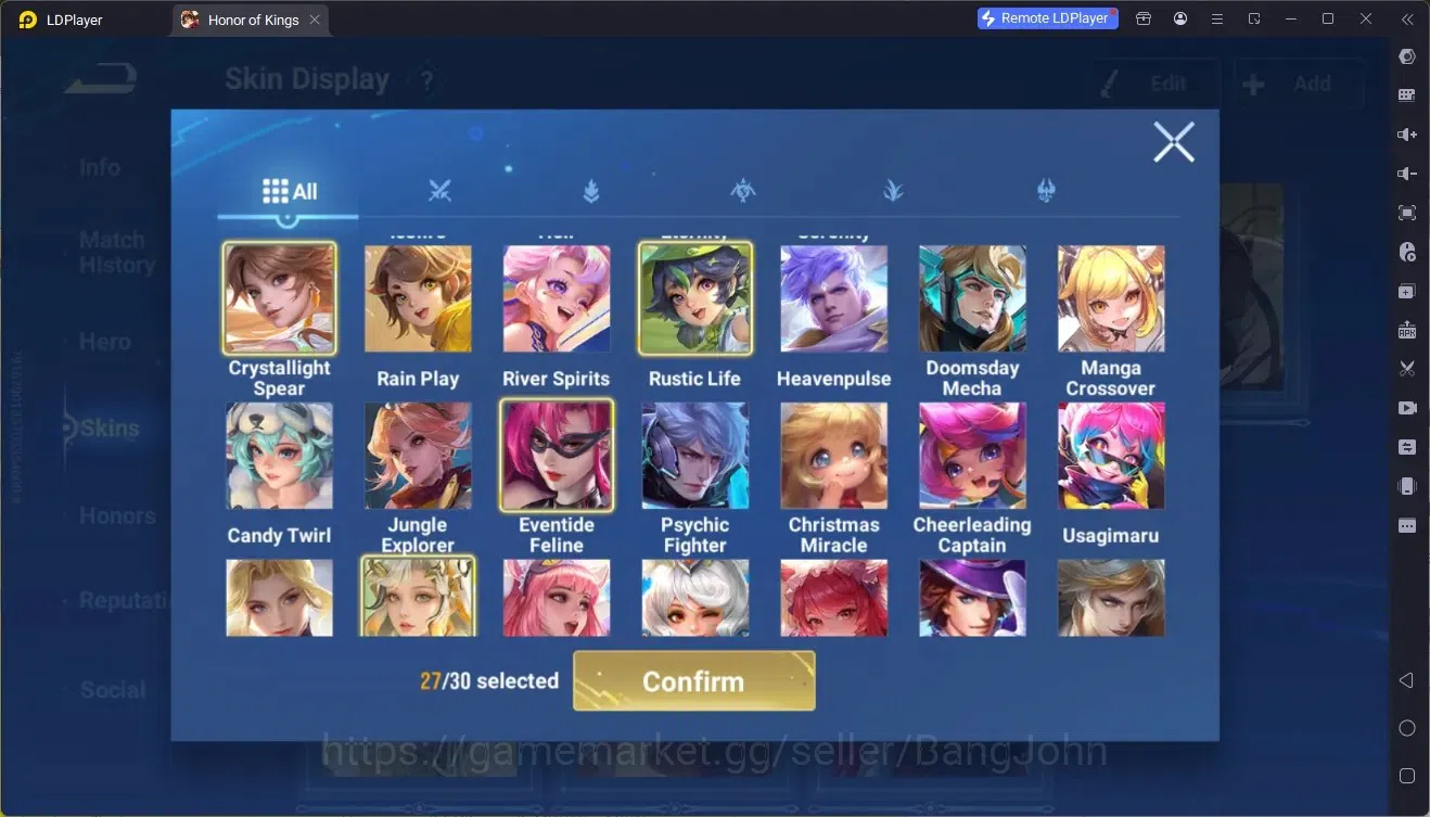 Honor of Kings Accounts Rare Skin Global|113H 250S|Mythic HanXin,Preciuos D.Conan MarcoPolo,ShanHai 11