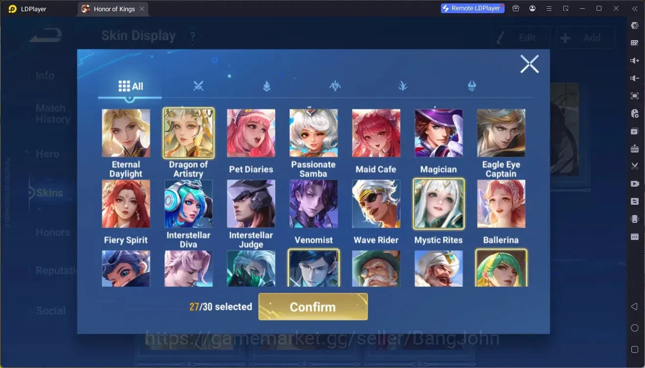 Honor of Kings Accounts Rare Skin Global|113H 250S|Mythic HanXin,Preciuos D.Conan MarcoPolo,ShanHai 12