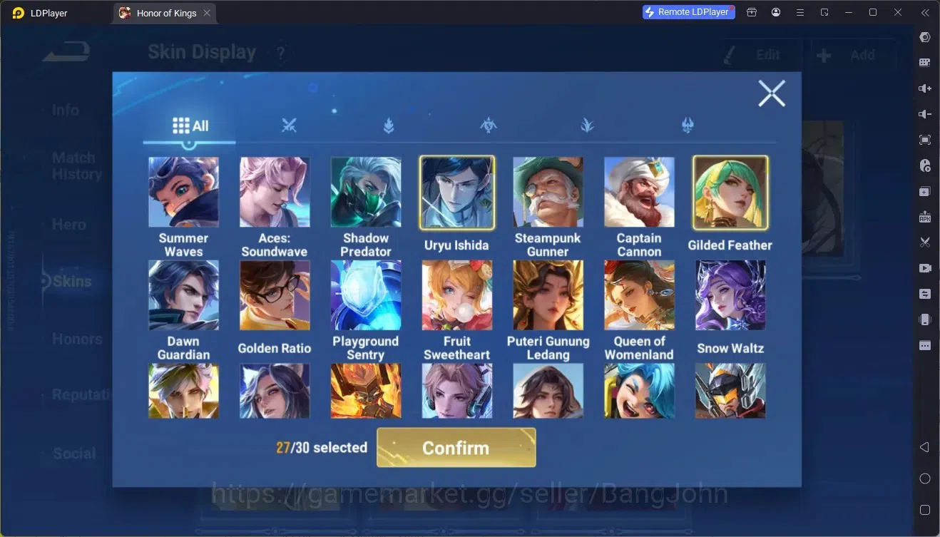 Honor of Kings Accounts Rare Skin Global|113H 250S|Mythic HanXin,Preciuos D.Conan MarcoPolo,ShanHai 13