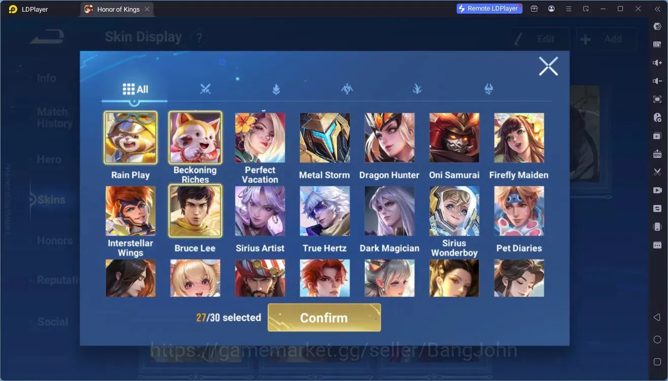 Honor of Kings Accounts Rare Skin Global|113H 250S|Mythic HanXin,Preciuos D.Conan MarcoPolo,ShanHai 15