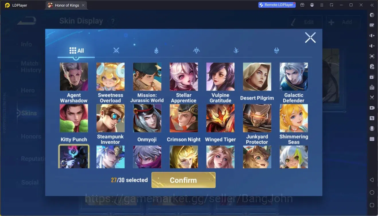 Honor of Kings Accounts Rare Skin Global|113H 250S|Mythic HanXin,Preciuos D.Conan MarcoPolo,ShanHai 17