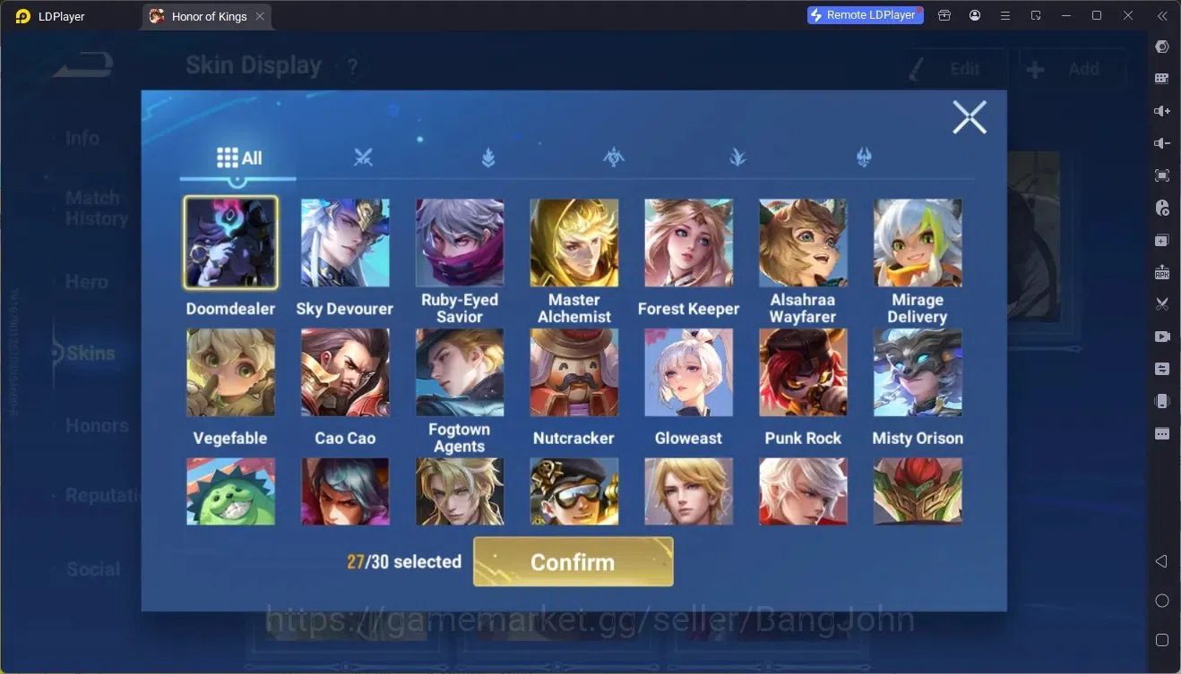 Honor of Kings Accounts Rare Skin Global|113H 250S|Mythic HanXin,Preciuos D.Conan MarcoPolo,ShanHai 18
