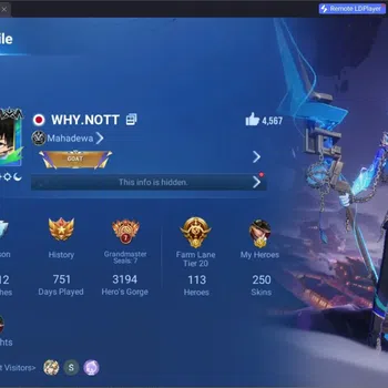 Honor of Kings Accounts Rare Skin Global|113H 250S|Mythic HanXin,Preciuos D.Conan MarcoPolo,ShanHai