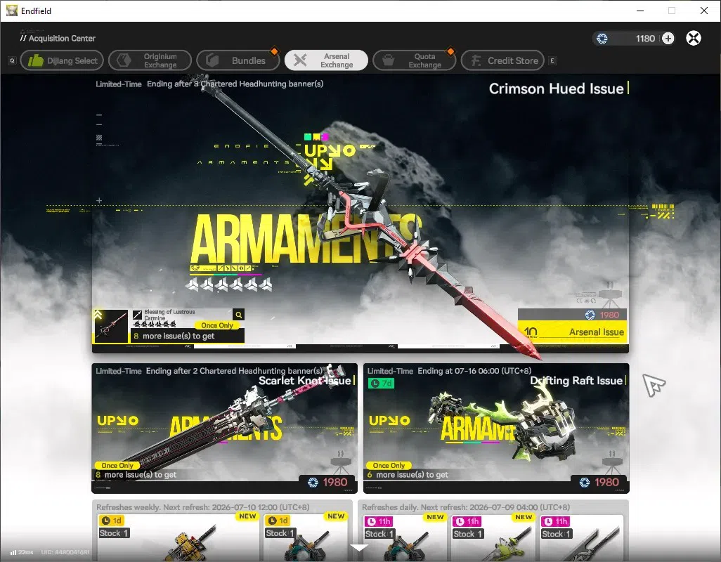 Arknights: Endfield Accounts ASIA|Lvl 50|7 SSR (2 Limited) + 9 (6* Weapon)|Laevatain + Signature,Zhuang 14