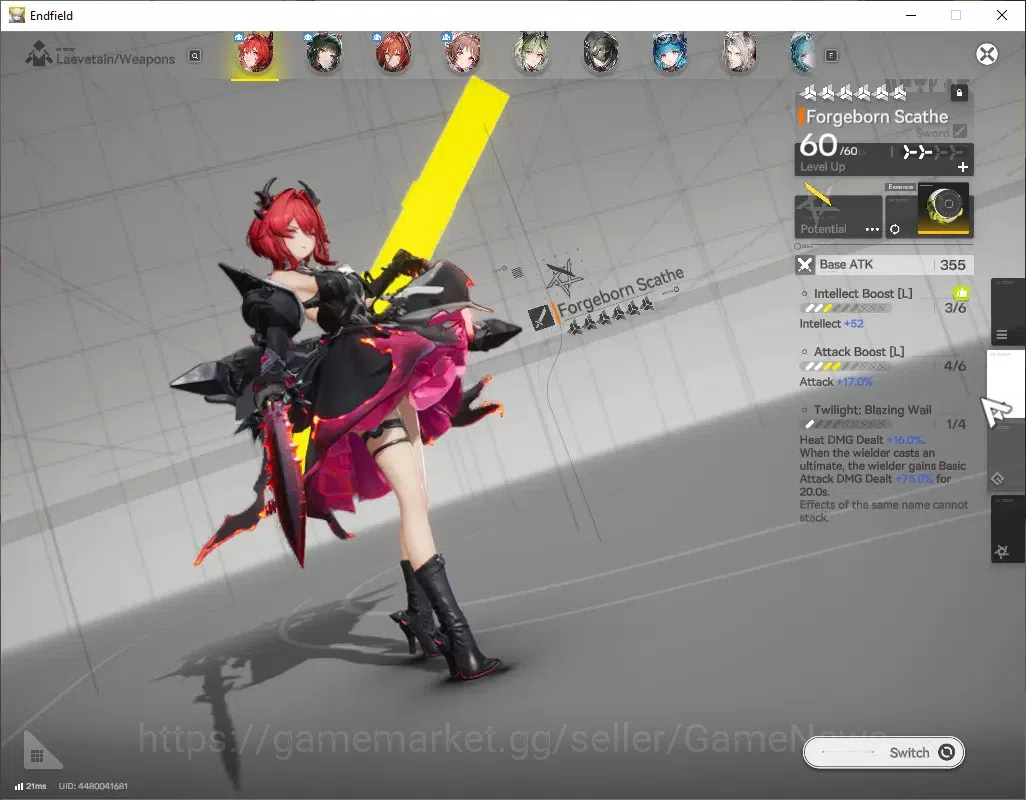 Arknights: Endfield Accounts ASIA|Lvl 50|7 SSR (2 Limited) + 9 (6* Weapon)|Laevatain + Signature,Zhuang 3