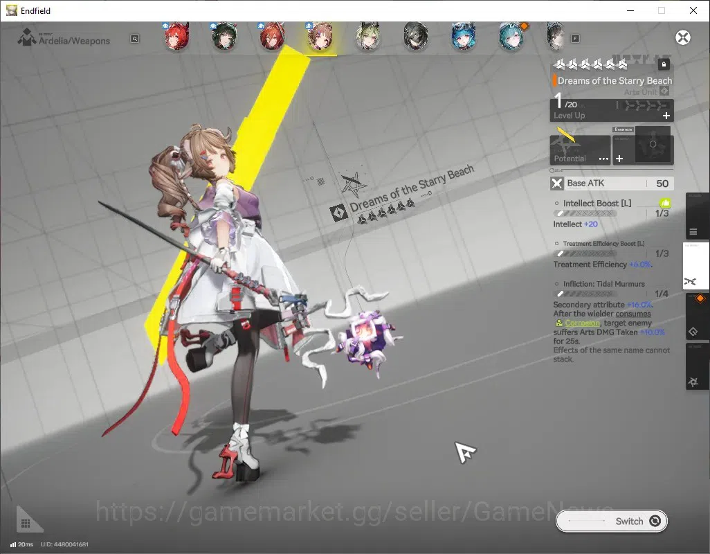Arknights: Endfield Accounts ASIA|Lvl 50|7 SSR (2 Limited) + 9 (6* Weapon)|Laevatain + Signature,Zhuang 5