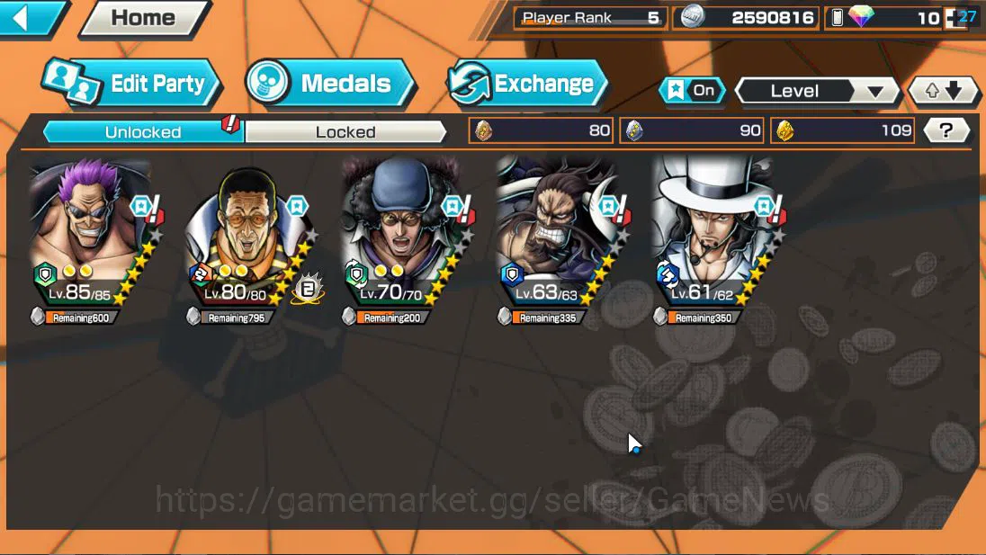 One Piece Bounty Rush Accounts Global| 5 EX| AM Sword [Borsalino],Awakened Rob Lu image 4
