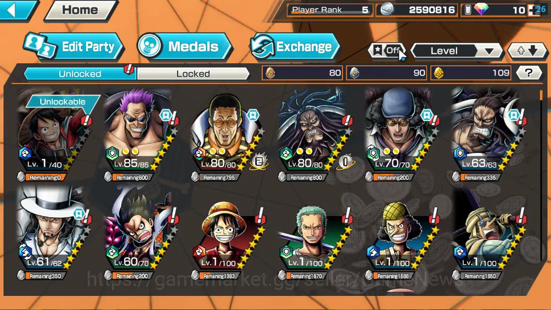One Piece Bounty Rush Accounts Global| 5 EX| AM Sword [Borsalino],Awakened Rob Lu image 5