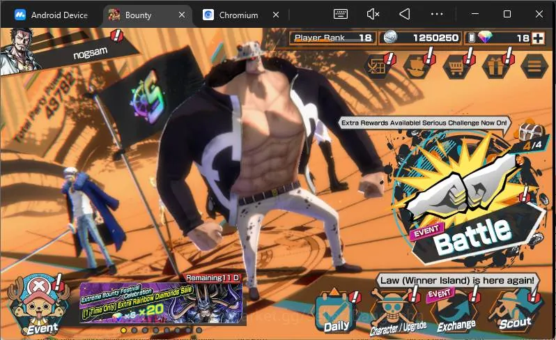 One Piece Bounty Rush Accounts High-End GLOBAL|EX 3+PR 18|WI Trafalgar Law, BMO Kid&Law,Onigashima Zoro,etc|check SS|OPBR294B 1