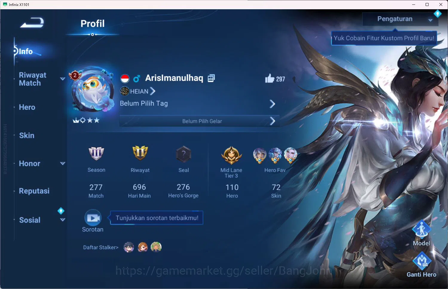 Honor of Kings Accounts GLOBAL|110HR|72SK|LEGEND=CONSORT YU|EVENT=HUANG ZO image 14