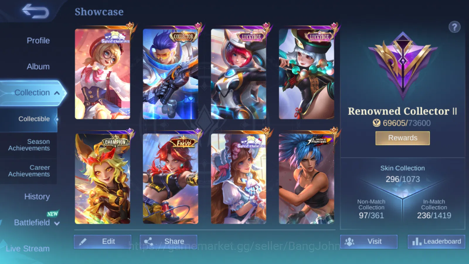 Mobile Legends: Bang Bang Accounts 1 acc 2 server ORI  HERO 131 | skin 296 | emblem a image 2