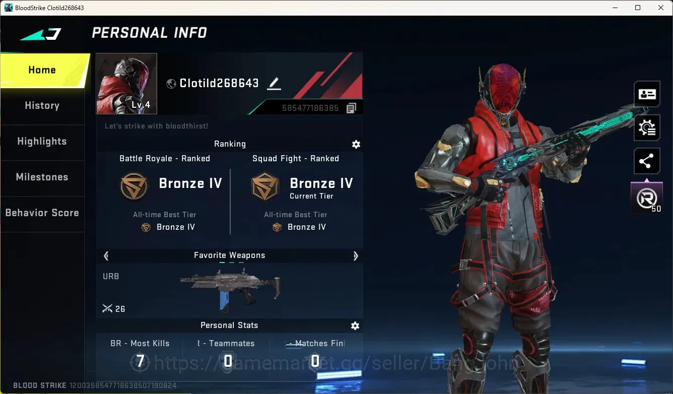 Blood Strike Accounts Rare Skin ASIA|1 Eternal Gun:M1887-Netherflame|2 Legendary Gun|1 Name-Changing Card|Check SS BS2187B 1