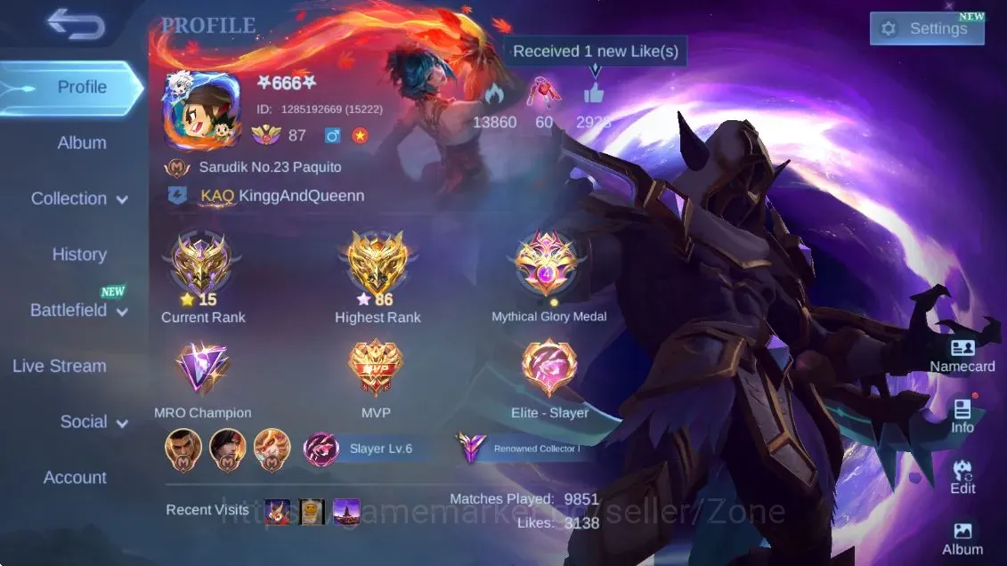 Mobile Legends: Bang Bang Accounts Collector S325|Renowned|HGlory|PRIME Claude|CC Natalia,10th Layla|3 Lborn|ZODIAK 1