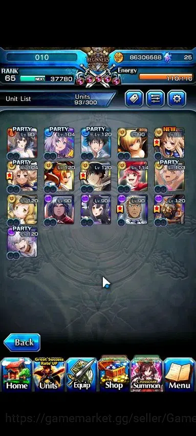 Grand Summoners Accounts Global|Rank 65|16 Ascend+2 TW|[Kamijo,Accelerator] image 4
