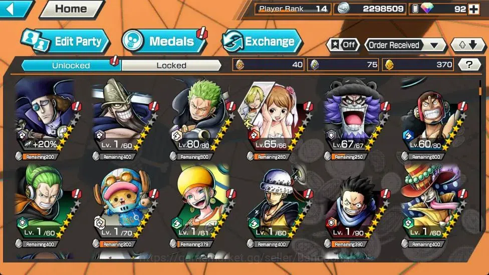 One Piece Bounty Rush Accounts Global |EX 4|PR 14|Gol D. Roger Max,V. Nusjuro Lv. image 5