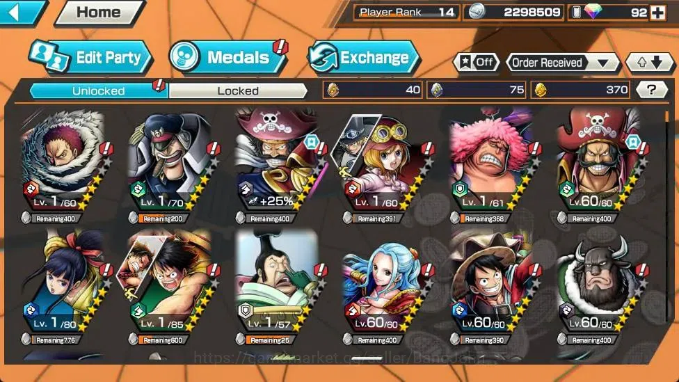 One Piece Bounty Rush Accounts Global |EX 4|PR 14|Gol D. Roger Max,V. Nusjuro Lv. image 6