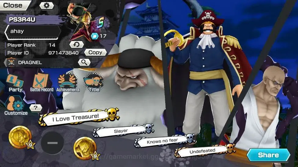 One Piece Bounty Rush Accounts Global |EX 4|PR 14|Gol D. Roger Max,V. Nusjuro Lv. image 9