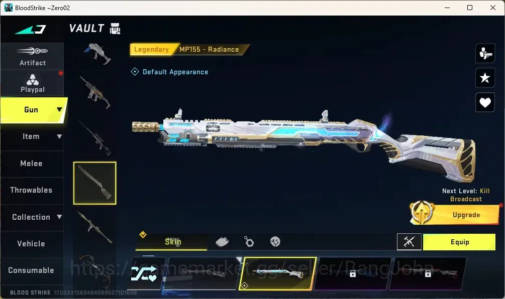 Blood Strike Accounts Others ASIA | 1 ULTRA Striker: ZERO-Nullifier | 2 Legendary Guns : MP155-Radiance,MCX-Radiance | Check 3