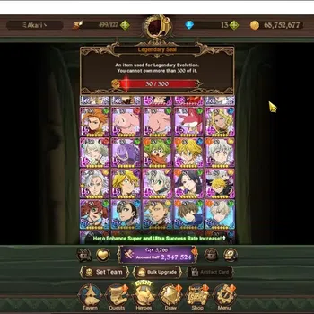 The Seven Deadly Sins: Grand Cross Accounts Others Global|2,3M CC|30 LS|3 LR+8 UR+Collab Gachia|P Brunhild,LMeli,P