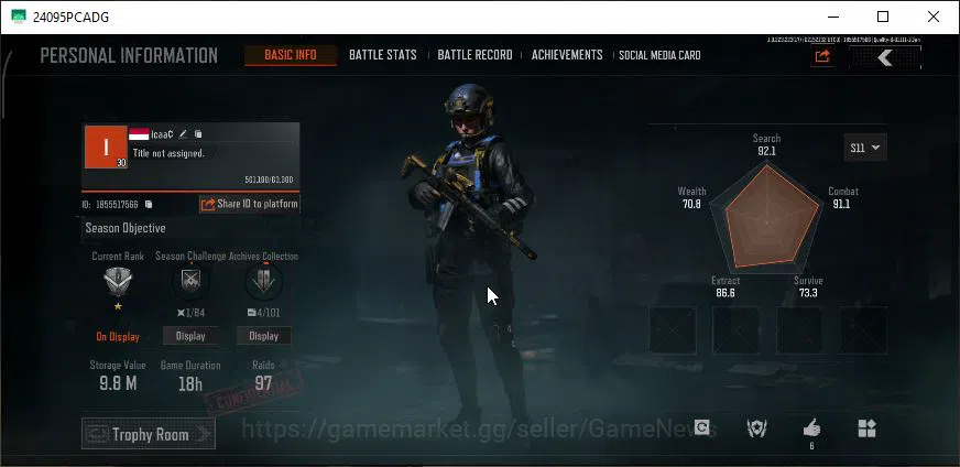 Arena Breakout Accounts Starter [MOBILE] Lv30|SV 9M|CV 6M|Urban Sports|Ceremonial MK14,Squirrel P90,Contour MPX,DMR 2