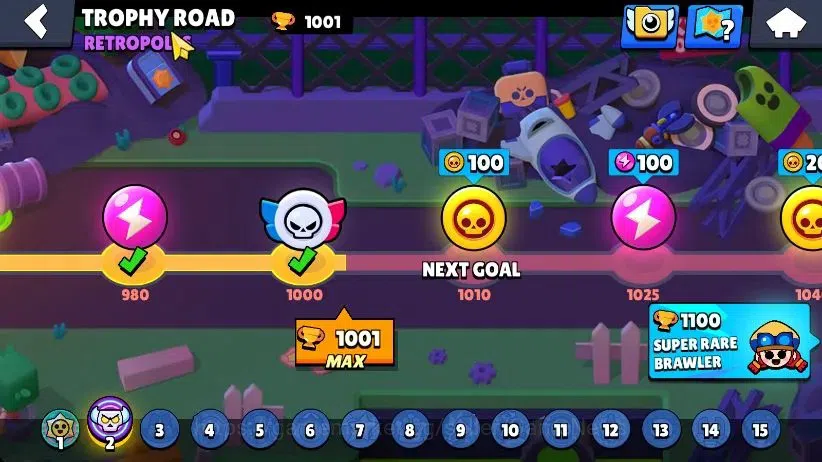 Brawl Stars Accounts 1001 Trophy|5K Bling|15 Brawlers 3 Max Lvl [Bo,Darryl,Shelly]|1 Hypch Skins [Sovereign Gem Rico] 2 10