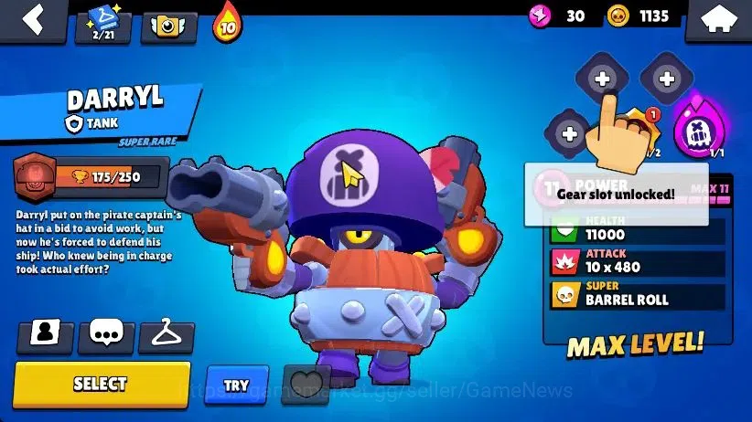 Brawl Stars Accounts 1001 Trophy|5K Bling|15 Brawlers 3 Max Lvl [Bo,Darryl,Shelly]|1 Hypch Skins [Sovereign Gem Rico] 2 11