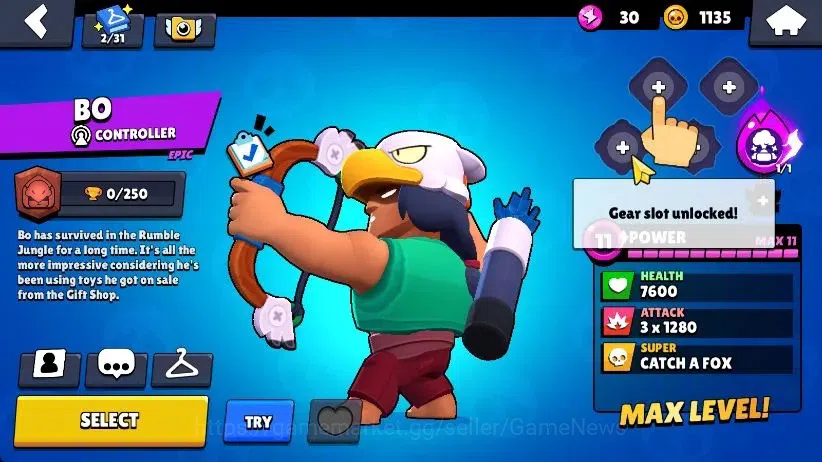 Brawl Stars Accounts 1001 Trophy|5K Bling|15 Brawlers 3 Max Lvl [Bo,Darryl,Shelly]|1 Hypch Skins [Sovereign Gem Rico] 2 12