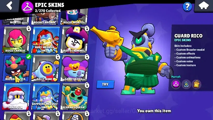 Brawl Stars Accounts 1001 Trophy|5K Bling|15 Brawlers 3 Max Lvl [Bo,Darryl,Shelly]|1 Hypch Skins [Sovereign Gem Rico] 2 7