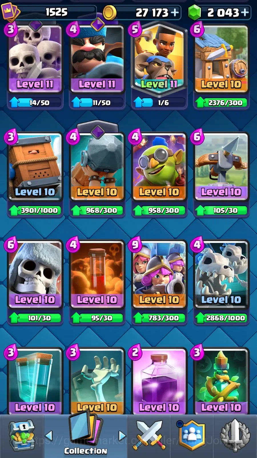 Clash Royale Accounts High-End CL 1525|Trophy 11555| KTL 15|Card 121|4 Max|4 Hero|12 EVO|Arena 28 |2043 Gems|TakeMail(CR016B) 10