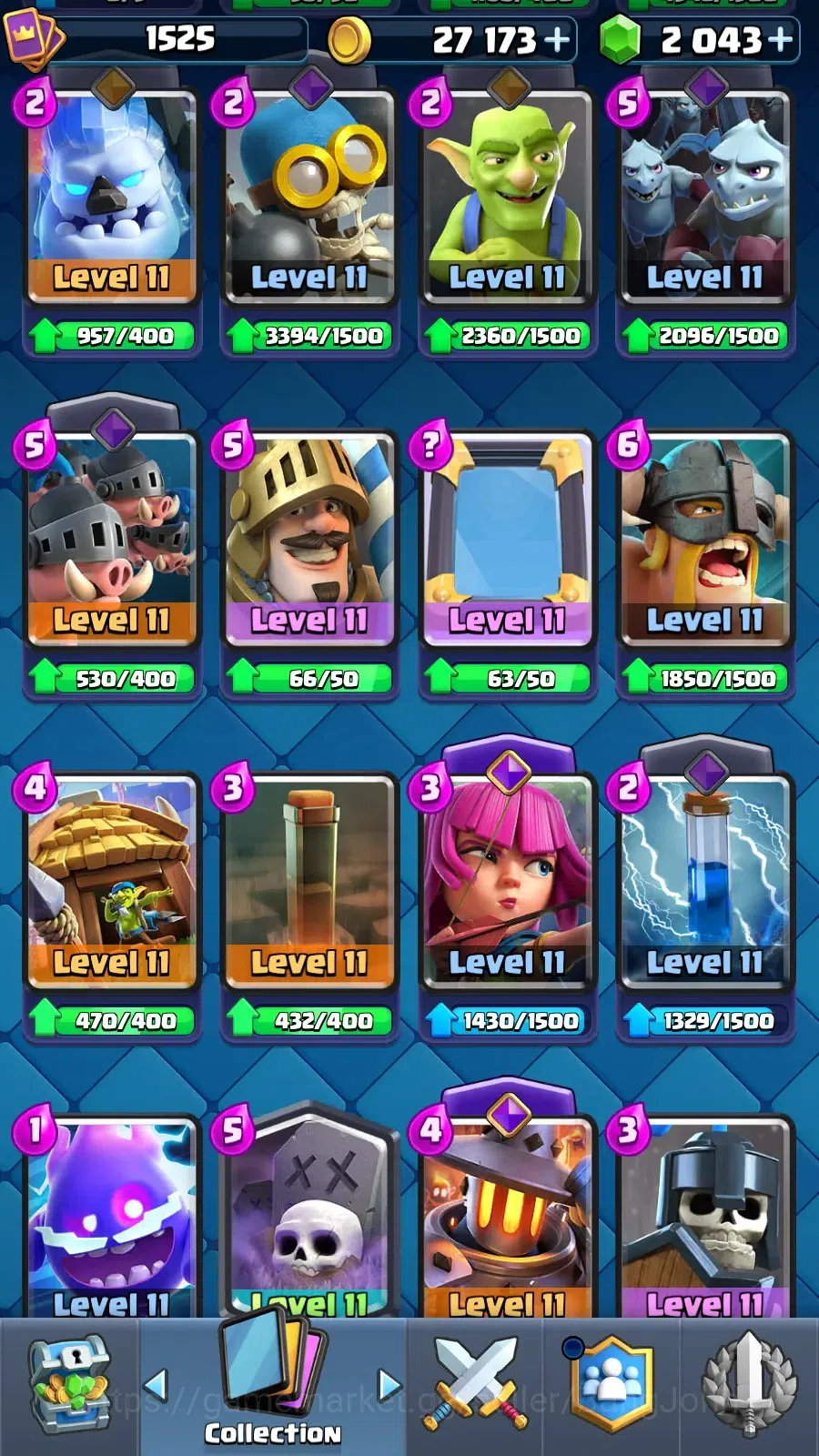 Clash Royale Accounts High-End CL 1525|Trophy 11555| KTL 15|Card 121|4 Max|4 Hero|12 EVO|Arena 28 |2043 Gems|TakeMail(CR016B) 12