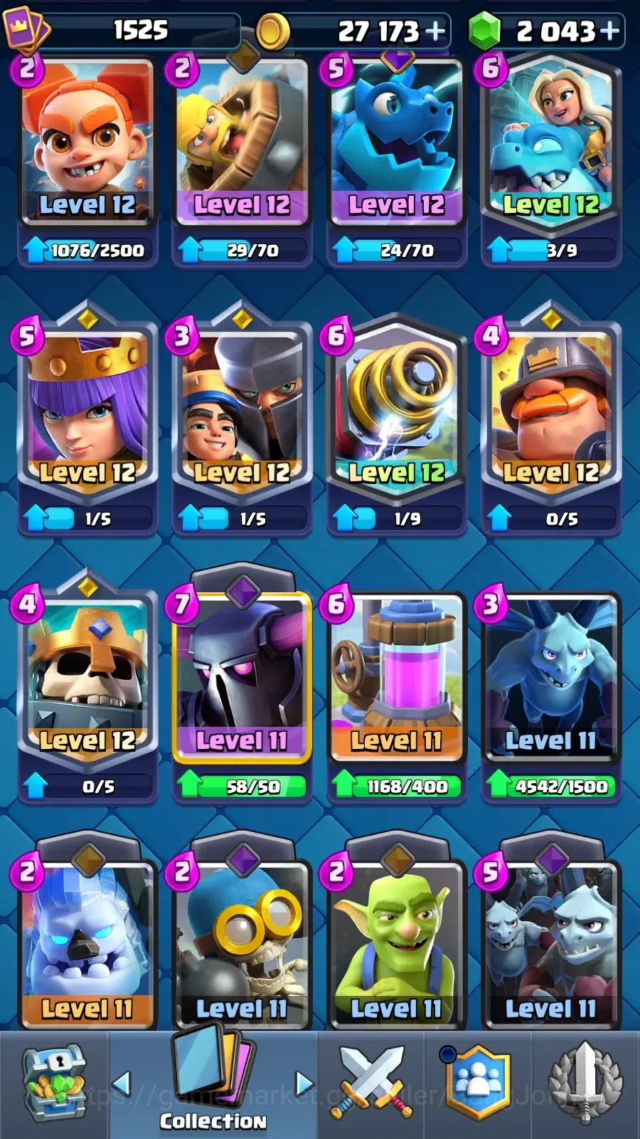 Clash Royale Accounts High-End CL 1525|Trophy 11555| KTL 15|Card 121|4 Max|4 Hero|12 EVO|Arena 28 |2043 Gems|TakeMail(CR016B) 13