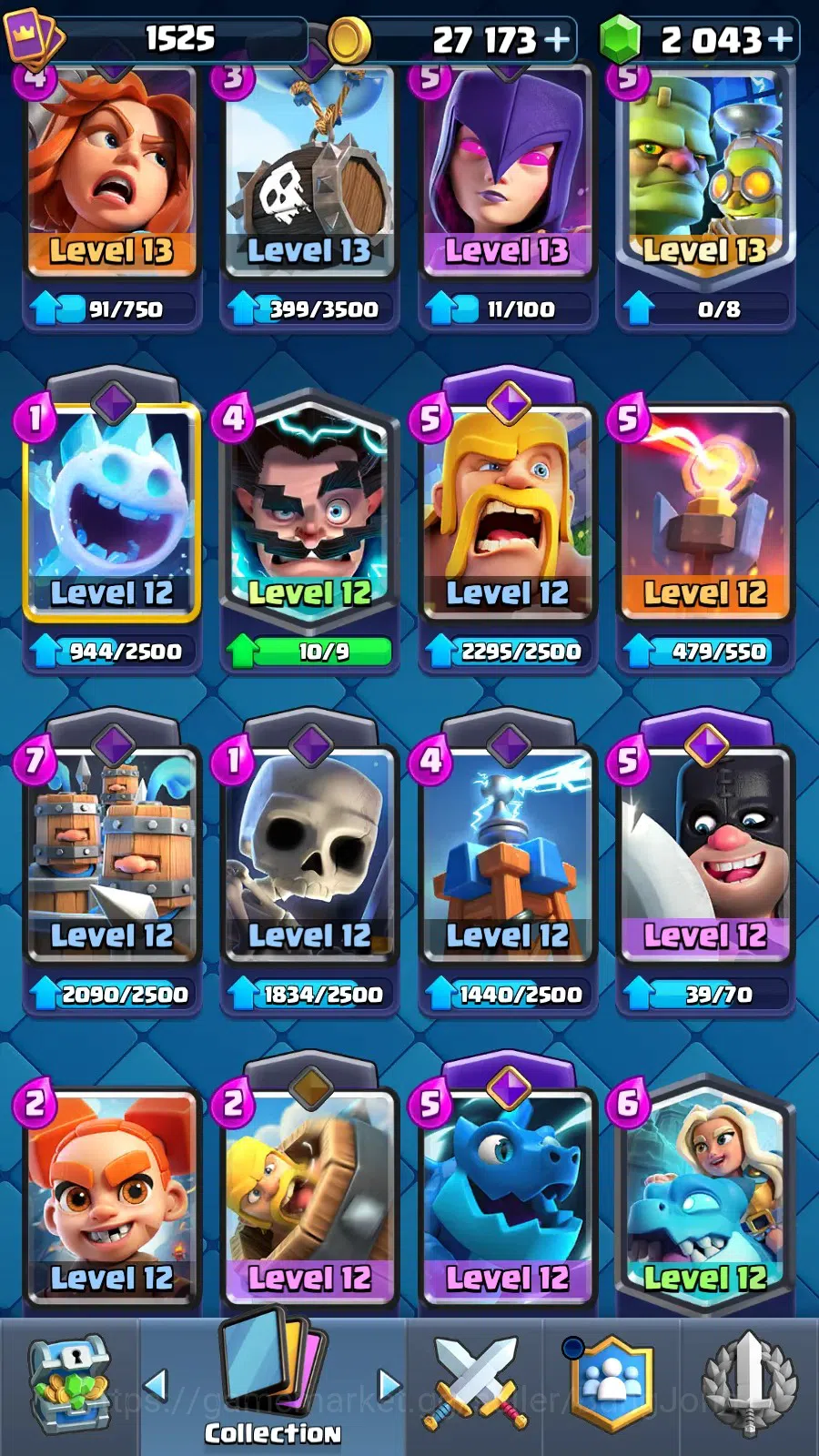 Clash Royale Accounts High-End CL 1525|Trophy 11555| KTL 15|Card 121|4 Max|4 Hero|12 EVO|Arena 28 |2043 Gems|TakeMail(CR016B) 14