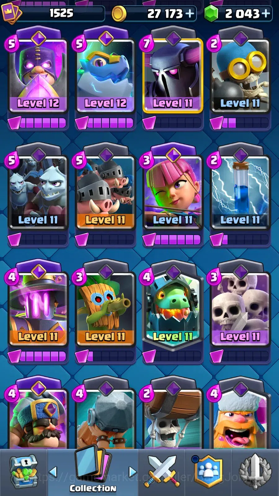 Clash Royale Accounts High-End CL 1525|Trophy 11555| KTL 15|Card 121|4 Max|4 Hero|12 EVO|Arena 28 |2043 Gems|TakeMail(CR016B) 2