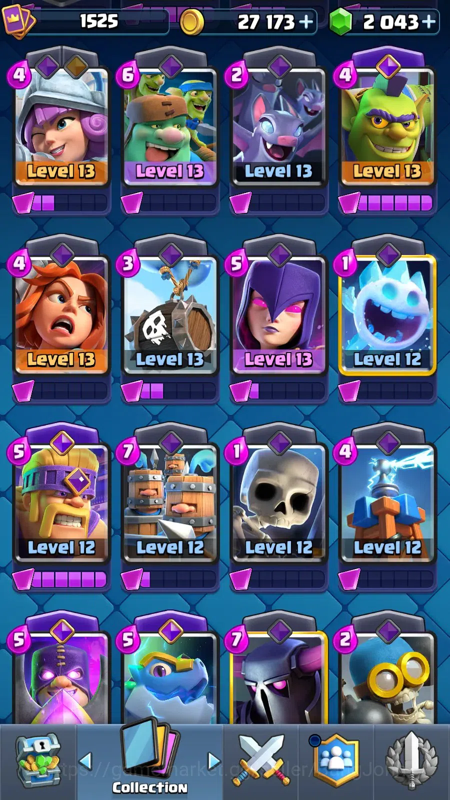 Clash Royale Accounts High-End CL 1525|Trophy 11555| KTL 15|Card 121|4 Max|4 Hero|12 EVO|Arena 28 |2043 Gems|TakeMail(CR016B) 3