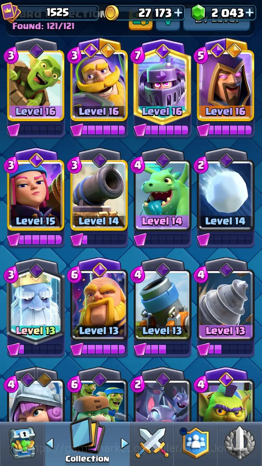 Clash Royale Accounts High-End CL 1525|Trophy 11555| KTL 15|Card 121|4 Max|4 Hero|12 EVO|Arena 28 |2043 Gems|TakeMail(CR016B) 4