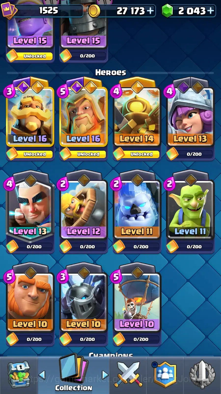 Clash Royale Accounts High-End CL 1525|Trophy 11555| KTL 15|Card 121|4 Max|4 Hero|12 EVO|Arena 28 |2043 Gems|TakeMail(CR016B) 5