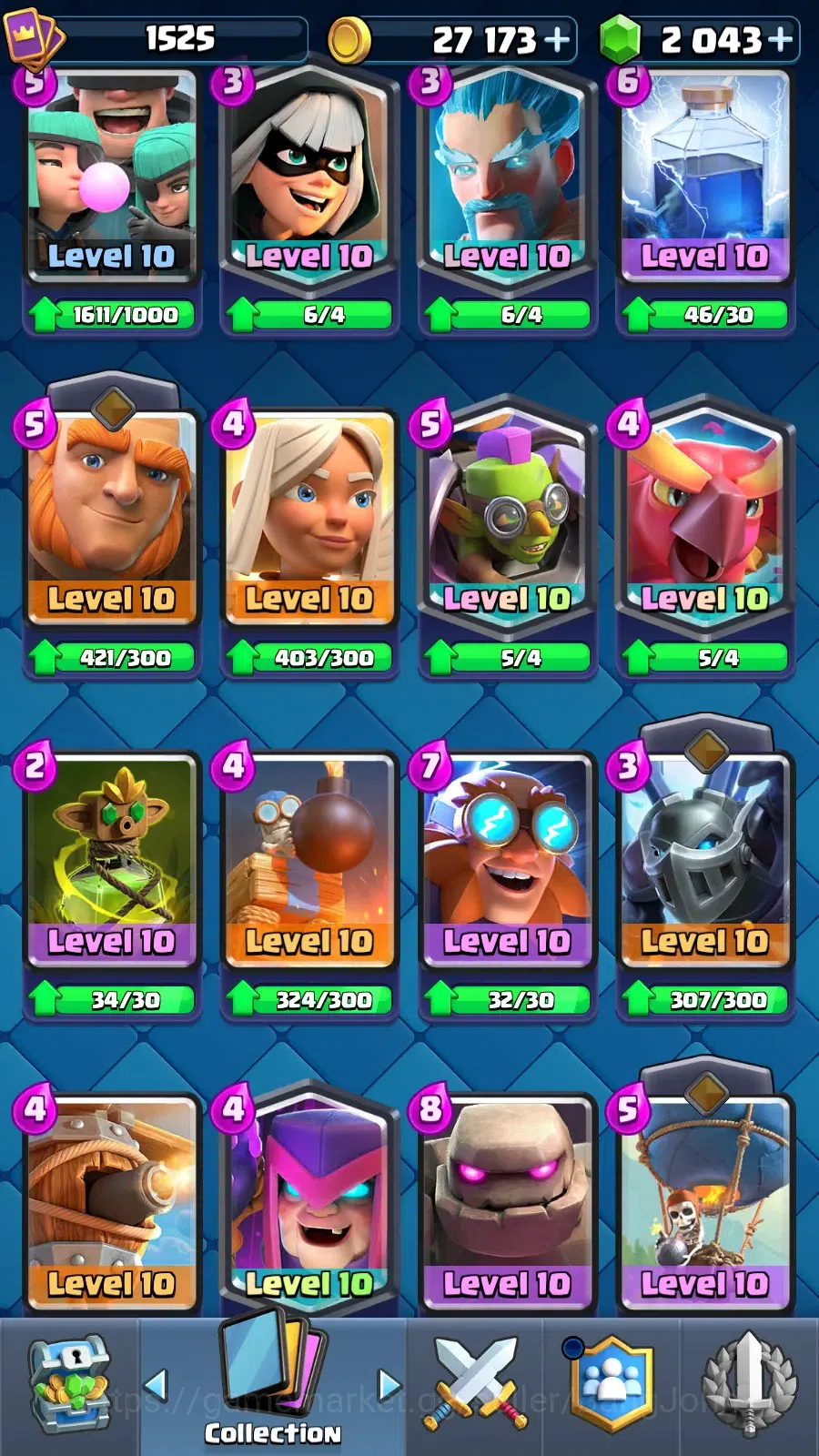 Clash Royale Accounts High-End CL 1525|Trophy 11555| KTL 15|Card 121|4 Max|4 Hero|12 EVO|Arena 28 |2043 Gems|TakeMail(CR016B) 8